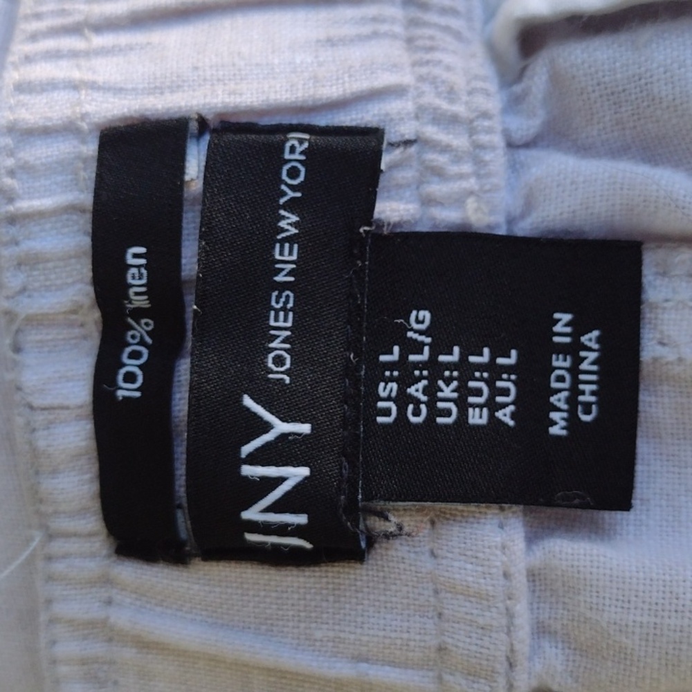 Flawed JNY Light Gray Linen Pants L - Picture 9 of 10